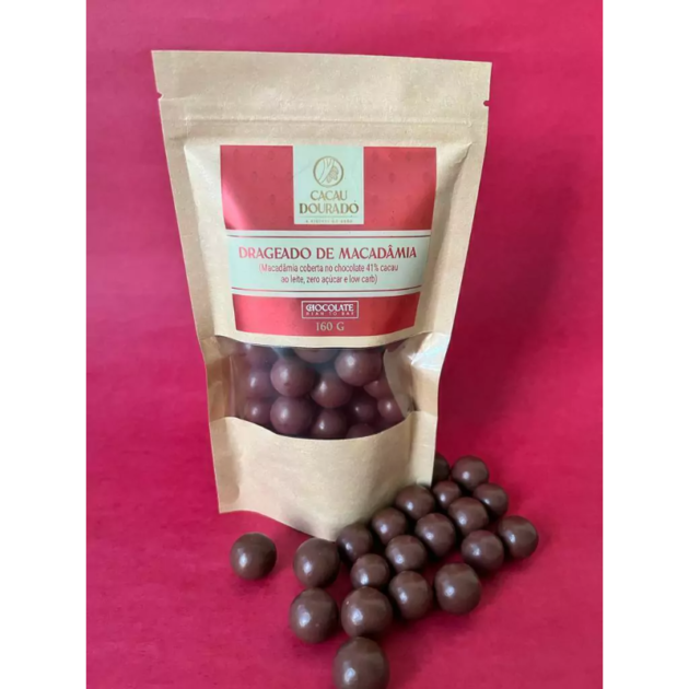 Chocolate ao Leite Drageado de Macadâmia 41% Cacau Zero Açúcar 120g